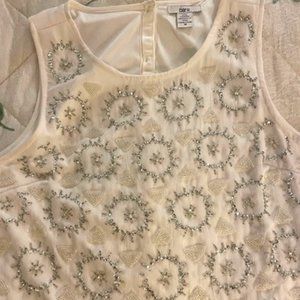 NWOT B III Cream Beaded Top M